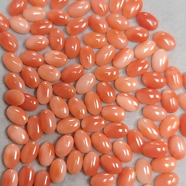 04X06MM OVAL CABOCHON  NATURAL PINK CORAL